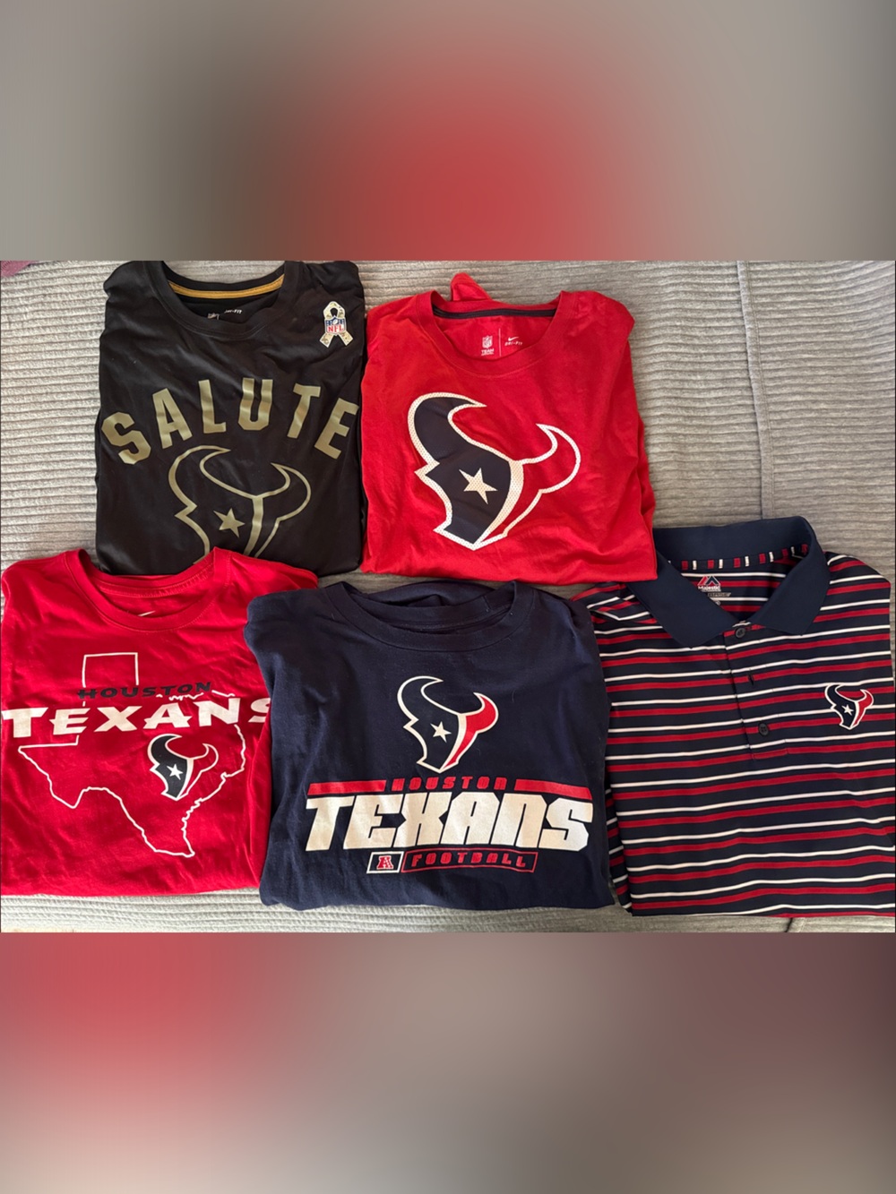 Nike Houston Texans Short Sleeve Tee & Polo Set - Red, Navy, Black
